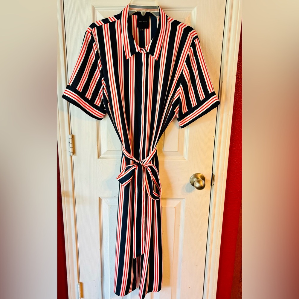 Red white and blue striped Alwx Marie dress.